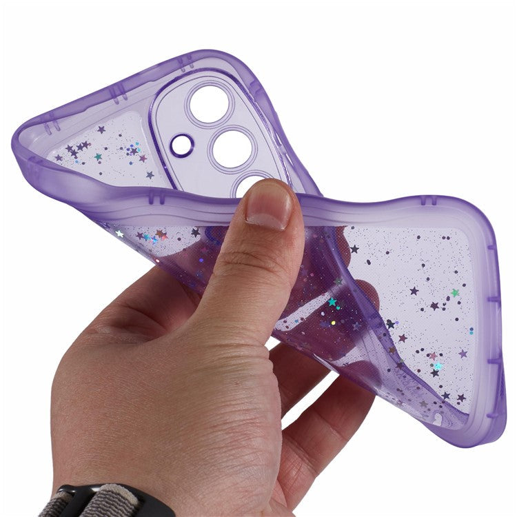 JTW Series for Samsung Galaxy S24+ TPU Case Wavy Edge Epoxy Slim Phone Cover - Transparent Purple