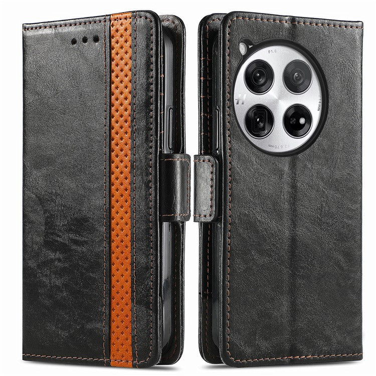 CASENEO 002 Series For OnePlus 12 5G Case Stand Flip PU Leather RFID Blocking Phone Cover - Black