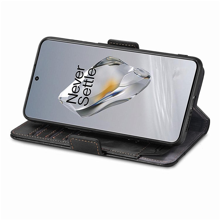 CASENEO 002 Series For OnePlus 12 5G Case Stand Flip PU Leather RFID Blocking Phone Cover - Black