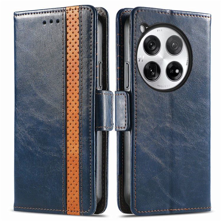 CASENEO 002 Series For OnePlus 12 5G Case Stand Flip PU Leather RFID Blocking Phone Cover - Blue