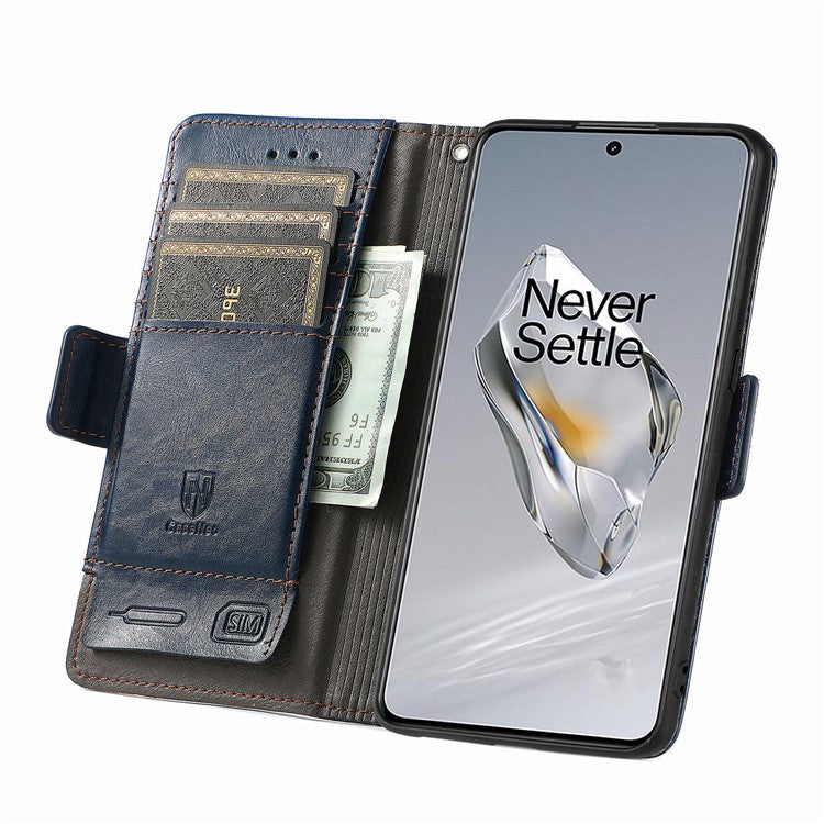 CASENEO 002 Series For OnePlus 12 5G Case Stand Flip PU Leather RFID Blocking Phone Cover - Blue