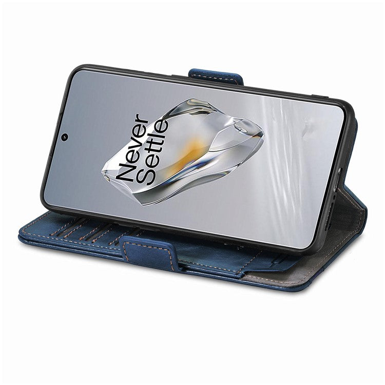 CASENEO 002 Series For OnePlus 12 5G Case Stand Flip PU Leather RFID Blocking Phone Cover - Blue