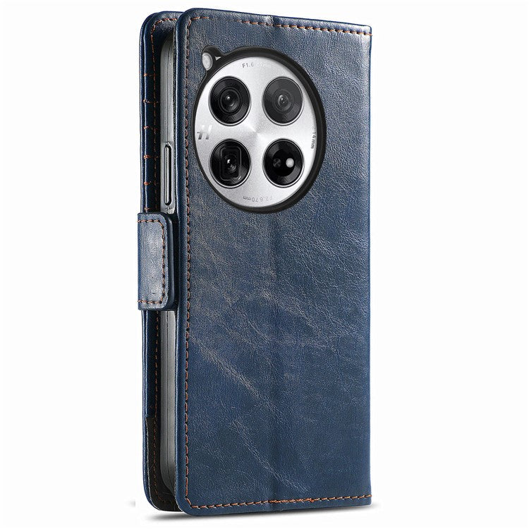 CASENEO 002 Series For OnePlus 12 5G Case Stand Flip PU Leather RFID Blocking Phone Cover - Blue