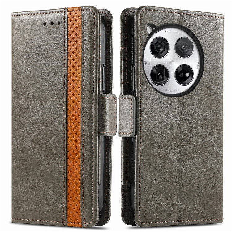 CASENEO 002 Series For OnePlus 12 5G Case Stand Flip PU Leather RFID Blocking Phone Cover - Grey