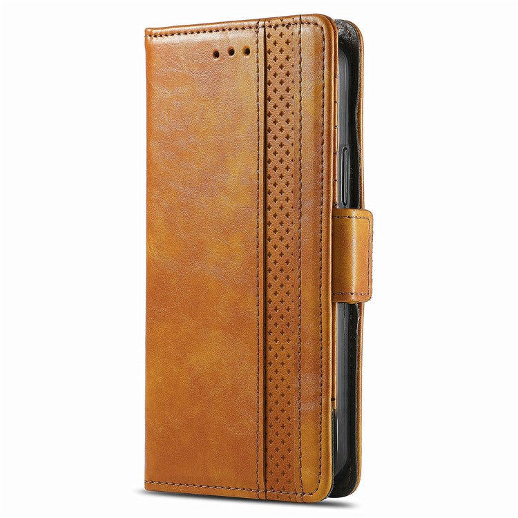 CASENEO 002 Series For OnePlus 12 5G Case Stand Flip PU Leather RFID Blocking Phone Cover - Light Brown
