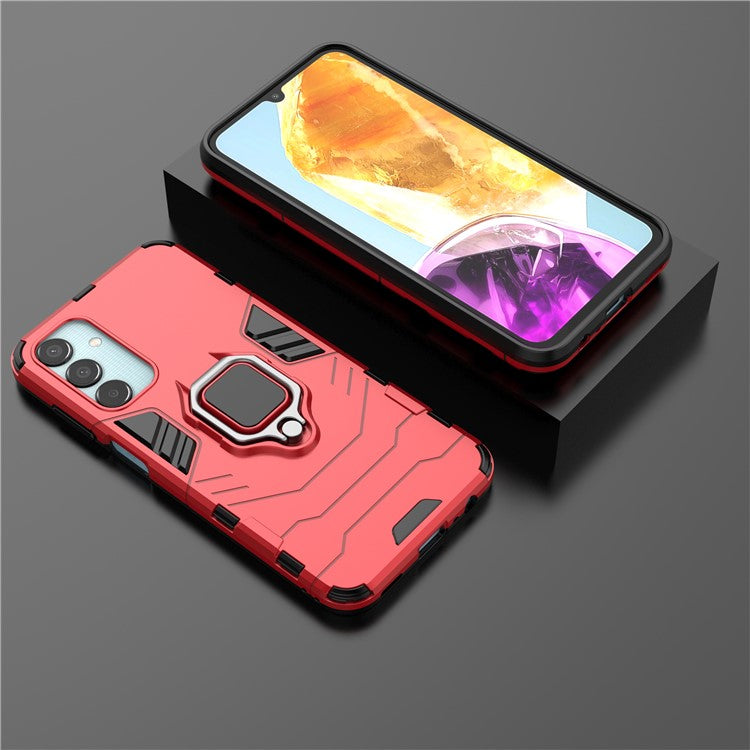 For Samsung Galaxy M15 5G Case with Ring Kickstand PC+TPU Shockproof Protective Phone Cover - Red