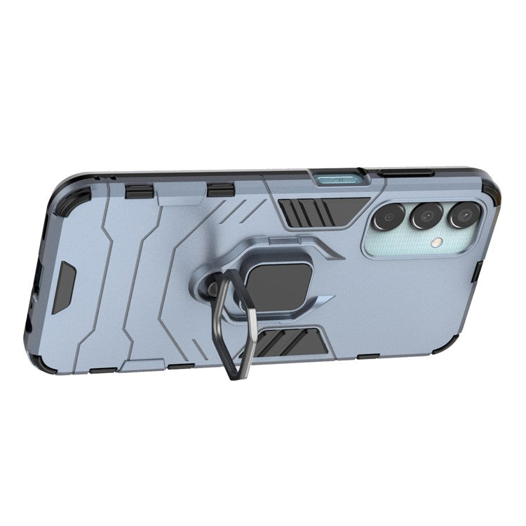 For Samsung Galaxy M15 5G Case with Ring Kickstand PC+TPU Shockproof Protective Phone Cover - Blue