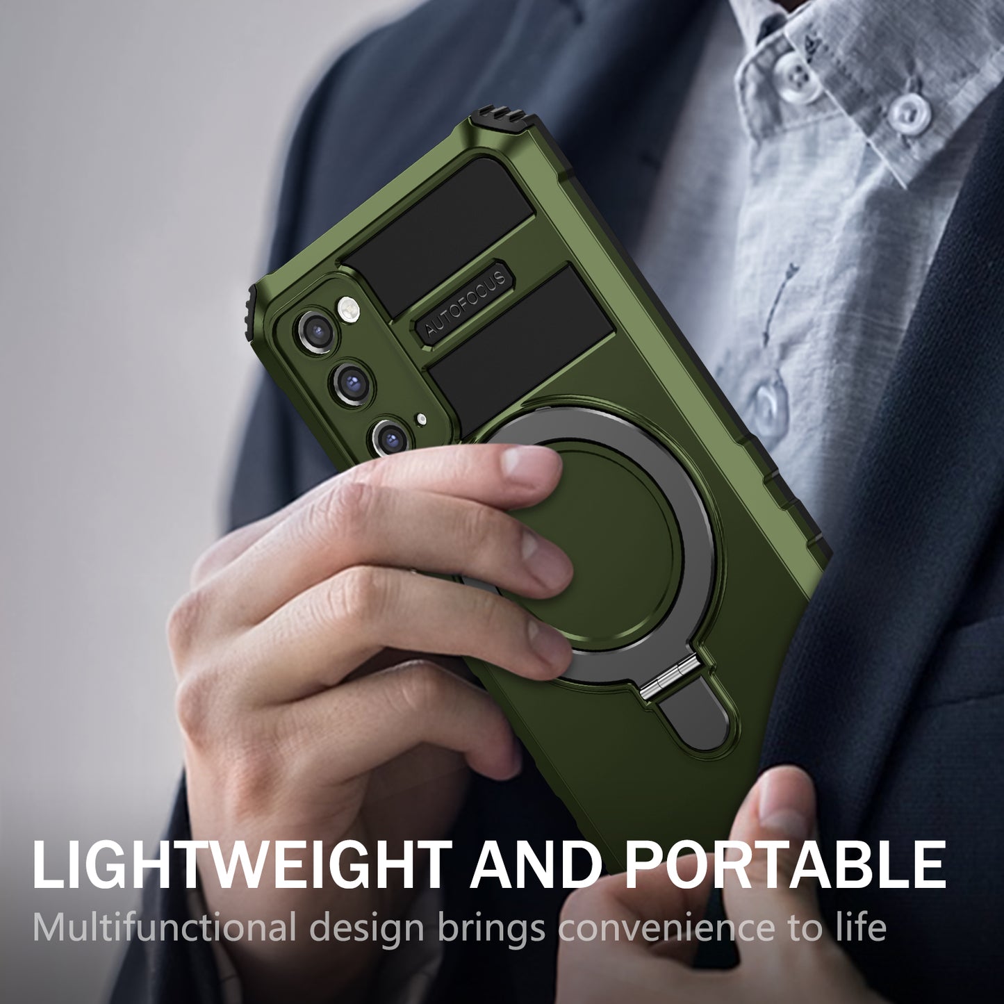 For Samsung Galaxy S20 FE 5G / S20 FE / S20 FE 2022 / S20 Lite Case PC+TPU Magnetic Kickstand Phone Cover - Green