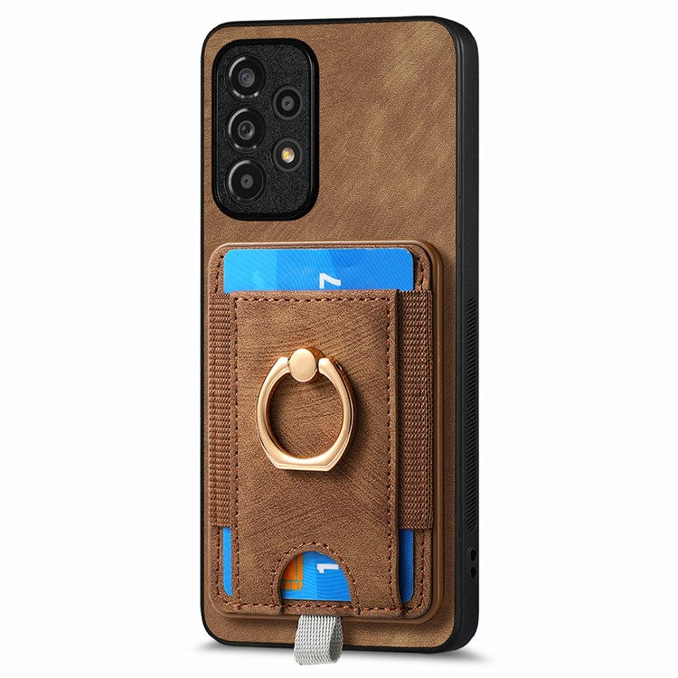 D7 For Samsung Galaxy A53 5G Kickstand Case Detachable Magnetic Card Slot Phone Cover - Brown