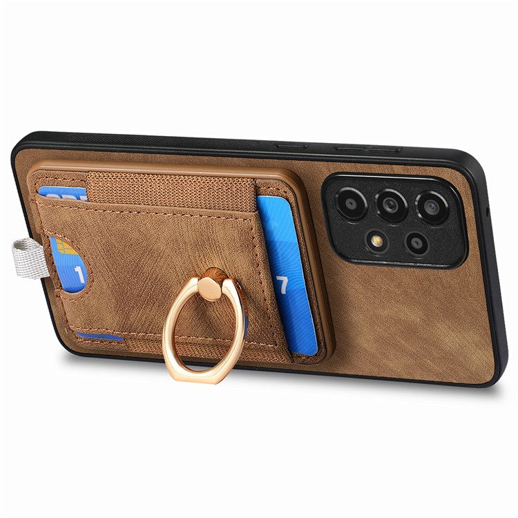 D7 For Samsung Galaxy A53 5G Kickstand Case Detachable Magnetic Card Slot Phone Cover - Brown