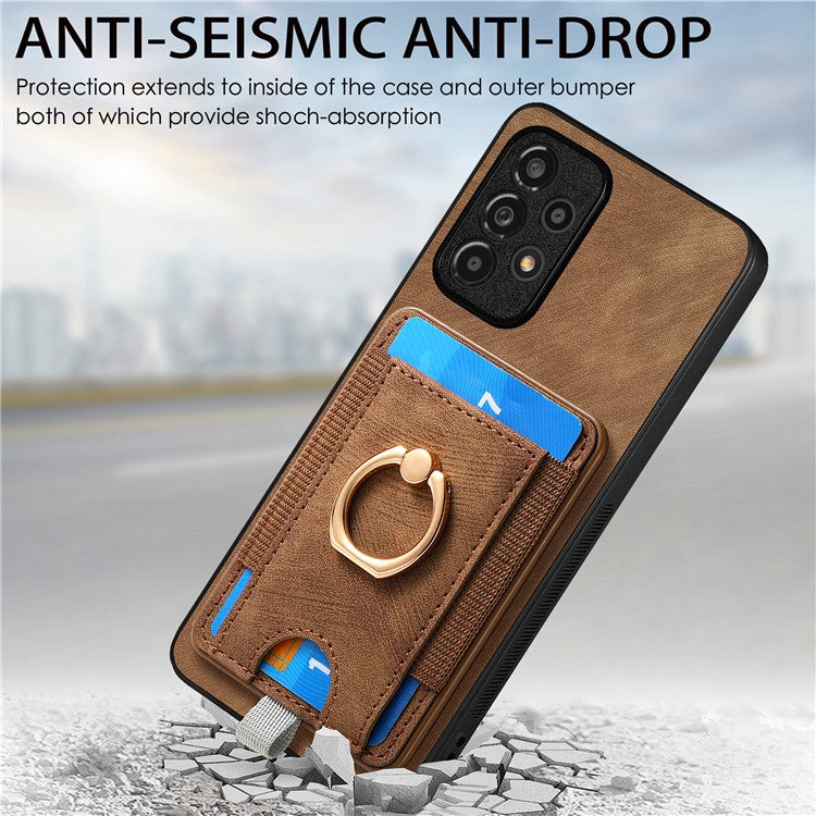 D7 For Samsung Galaxy A53 5G Kickstand Case Detachable Magnetic Card Slot Phone Cover - Brown