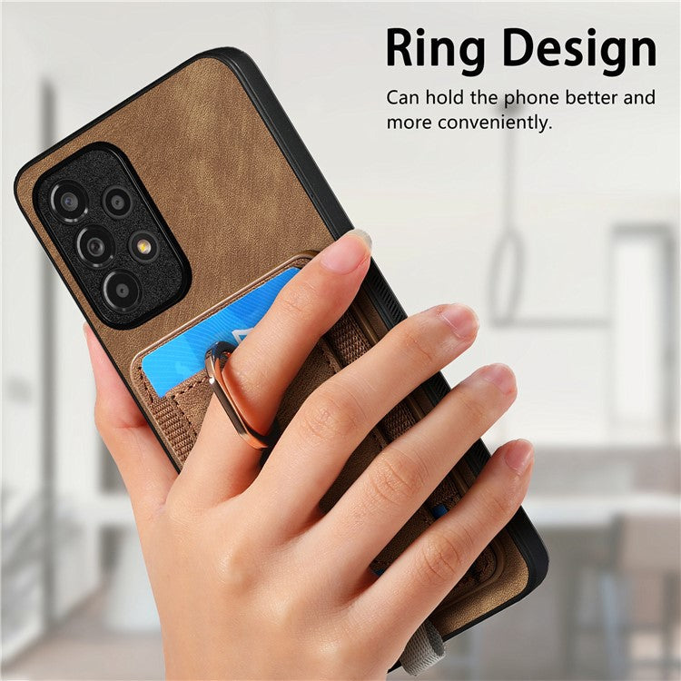 D7 For Samsung Galaxy A53 5G Kickstand Case Detachable Magnetic Card Slot Phone Cover - Brown