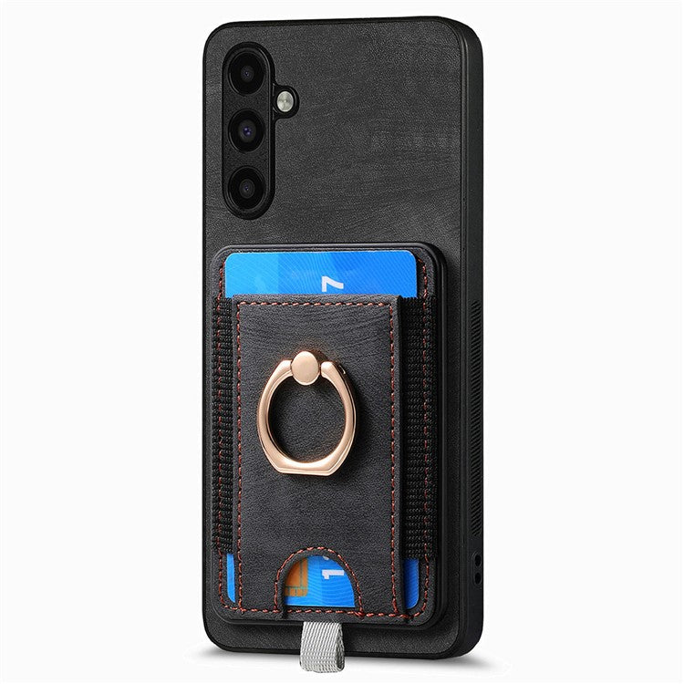 D7 For Samsung Galaxy A55 5G Case Detachable Card Slot Magnetic Phone Case with Kickstand - Black