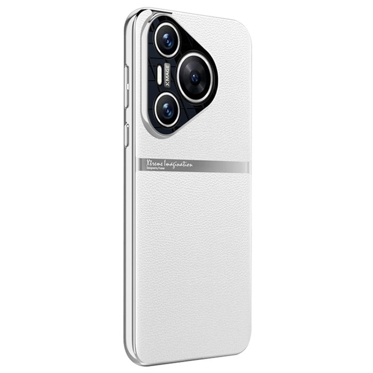 For Huawei Pura 70 Cell Phone Case PU Leather Shock Absorbing Cover - White