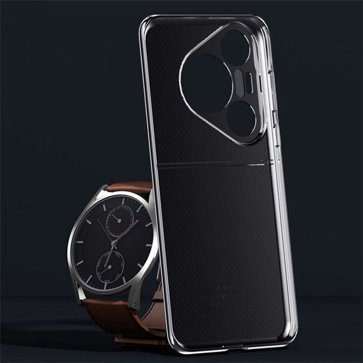 For Huawei Pura 70 Cell Phone Case PU Leather Shock Absorbing Cover - Black