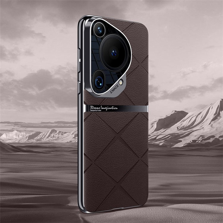 For Huawei Pura 70 Ultra Case Drop-Proof Acrylic + PC + PU Leather Phone Shell - Brown