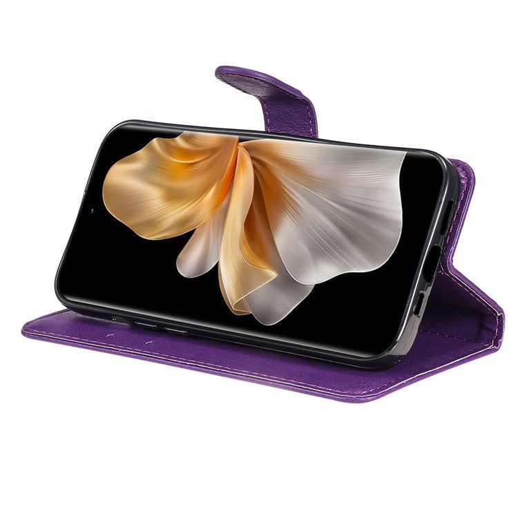 KT Leather Series-2 for vivo S18 5G Case Solid Color Leather Flip Phone Cover with Hand Strap - Purple