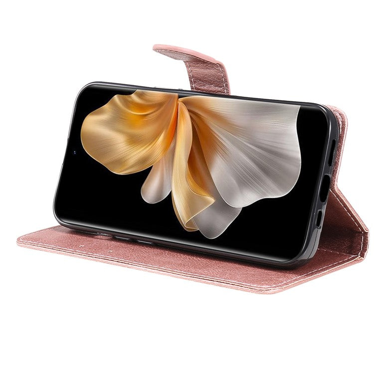 KT Leather Series-2 for vivo S18 5G Case Solid Color Leather Flip Phone Cover with Hand Strap - Rose Gold