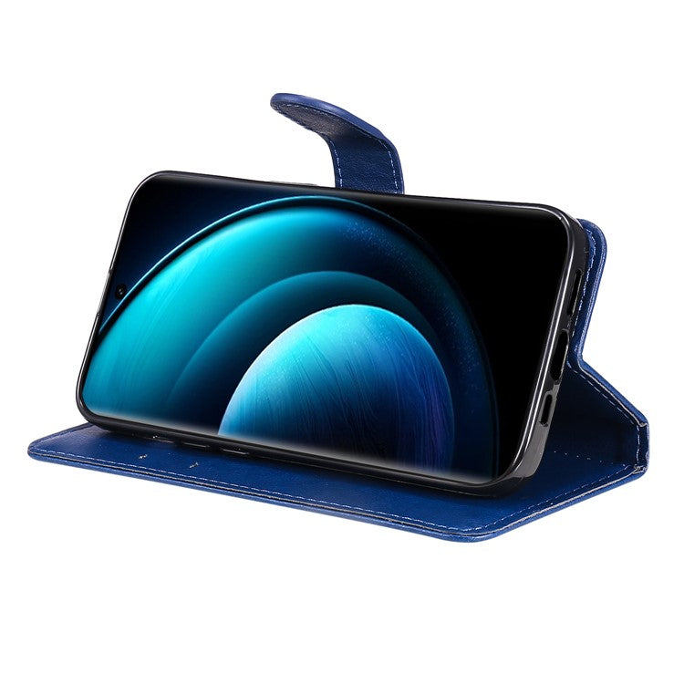 KT Leather Series-2 for vivo X100 5G Case Wallet PU Leather Solid Color Phone Cover - Blue