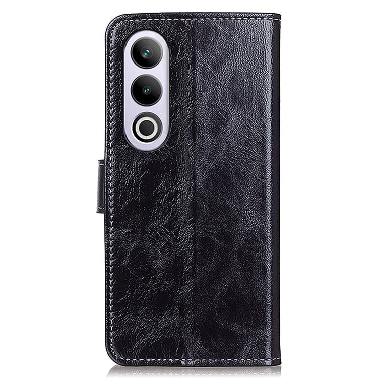 For OnePlus Nord CE4 5G / Oppo K12 Case Retro Style Shockproof PU Flip Phone Cover - Black