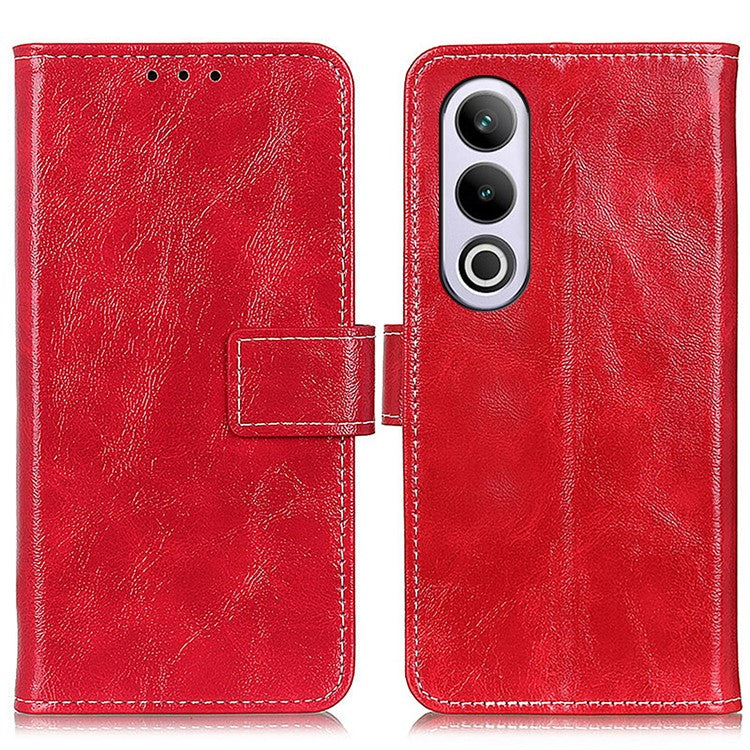For OnePlus Nord CE4 5G / Oppo K12 Case Retro Style Shockproof PU Flip Phone Cover - Red