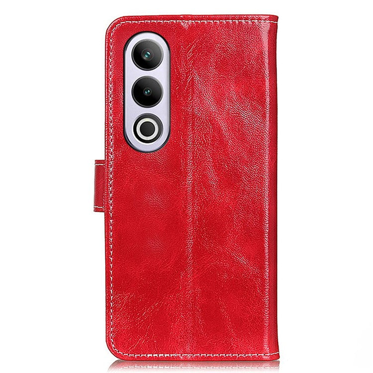 For OnePlus Nord CE4 5G / Oppo K12 Case Retro Style Shockproof PU Flip Phone Cover - Red