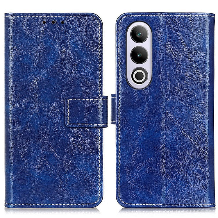 For OnePlus Nord CE4 5G / Oppo K12 Case Retro Style Shockproof PU Flip Phone Cover - Blue