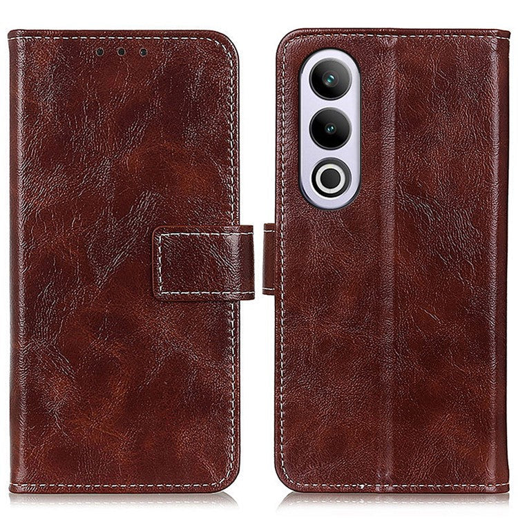 For OnePlus Nord CE4 5G / Oppo K12 Case Retro Style Shockproof PU Flip Phone Cover - Brown