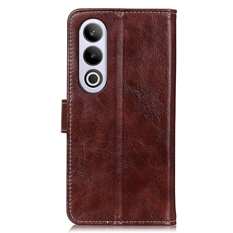 For OnePlus Nord CE4 5G / Oppo K12 Case Retro Style Shockproof PU Flip Phone Cover - Brown