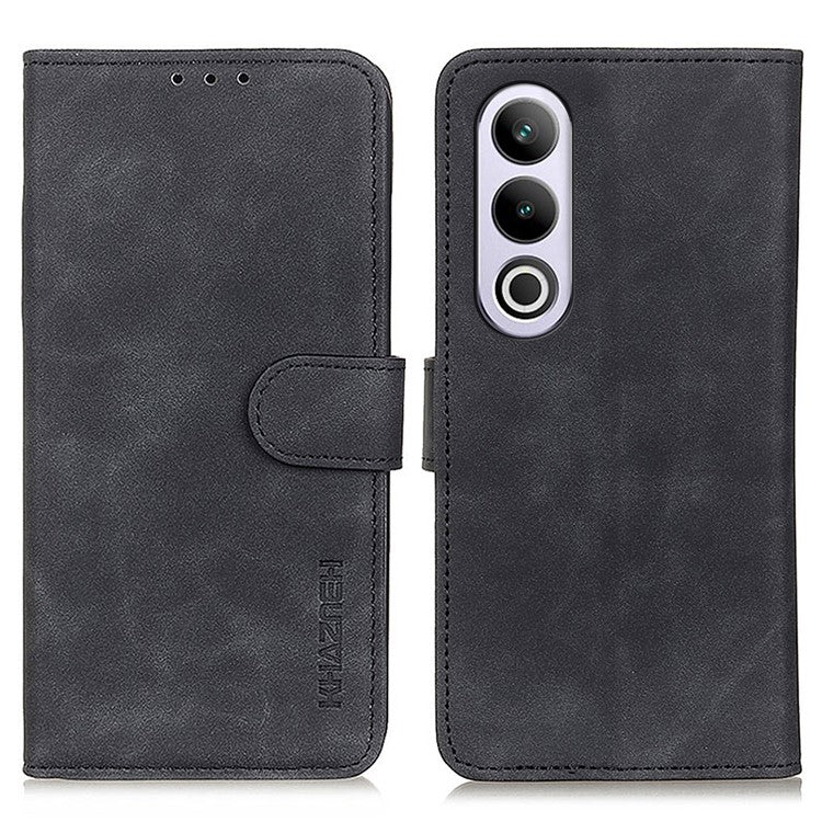 KHAZNEH For OnePlus Nord CE4 5G / Oppo K12 Case Retro Design PU Leather Wallet Phone Cover - Black