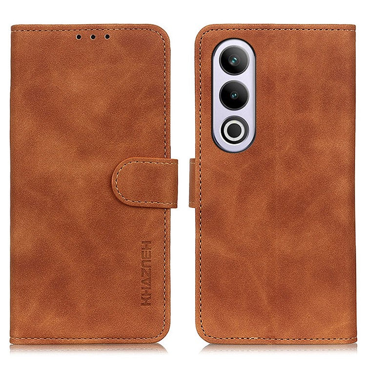 KHAZNEH For OnePlus Nord CE4 5G / Oppo K12 Case Retro Design PU Leather Wallet Phone Cover - Brown