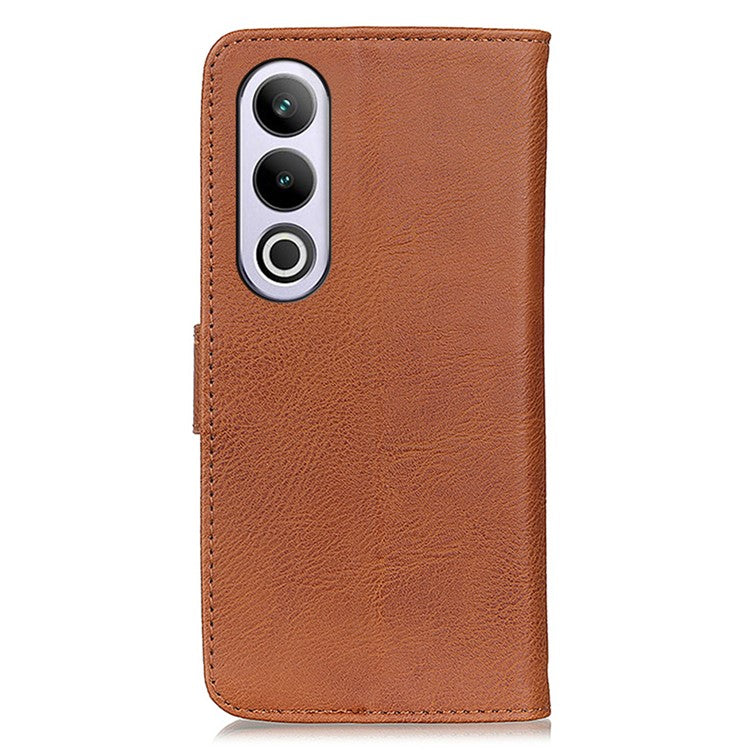 KHAZNEH For OnePlus Nord CE4 5G / Oppo K12 Case PU Leather Cowhide Texture Flip Phone Cover - Brown
