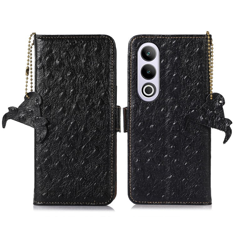 For OnePlus Ace 3V 5G Phone Case RFID Blocking Card Slots Wallet Genuine Cow Leather Cover - Black