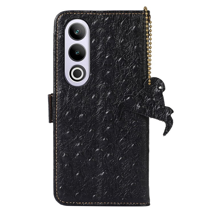 For OnePlus Ace 3V 5G Phone Case RFID Blocking Card Slots Wallet Genuine Cow Leather Cover - Black