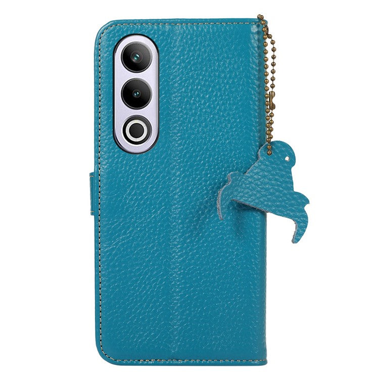 For OnePlus Ace 3V 5G Case RFID Blocking Litchi Texture Genuine Cow Leather Phone Cover - Blue