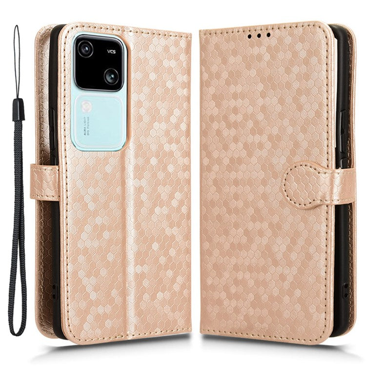 For vivo S18 5G / S18 Pro 5G / V30 5G / V30 Pro 5G Case PU Leather Dots Pattern Wallet Phone Cover - Rose Gold