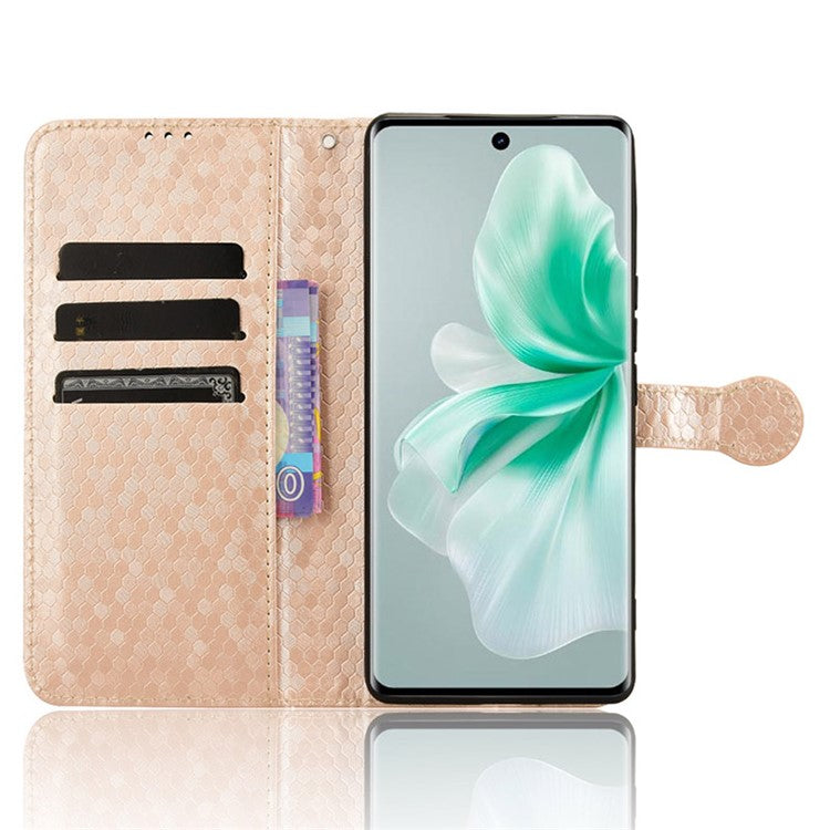 For vivo S18 5G / S18 Pro 5G / V30 5G / V30 Pro 5G Case PU Leather Dots Pattern Wallet Phone Cover - Rose Gold