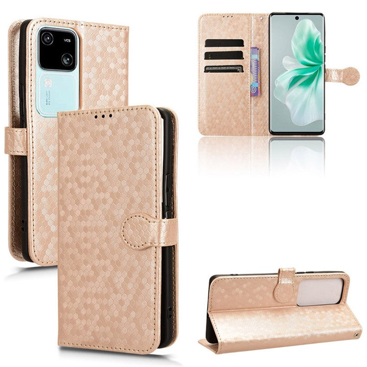 For vivo S18 5G / S18 Pro 5G / V30 5G / V30 Pro 5G Case PU Leather Dots Pattern Wallet Phone Cover - Rose Gold