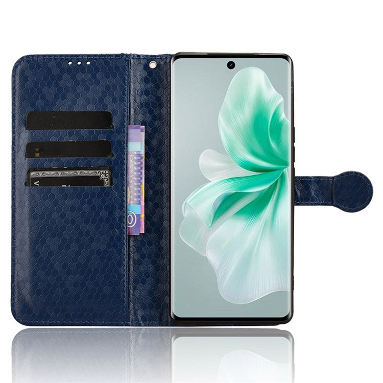 For vivo S18 5G / S18 Pro 5G / V30 5G / V30 Pro 5G Case PU Leather Dots Pattern Wallet Phone Cover - Dark Blue