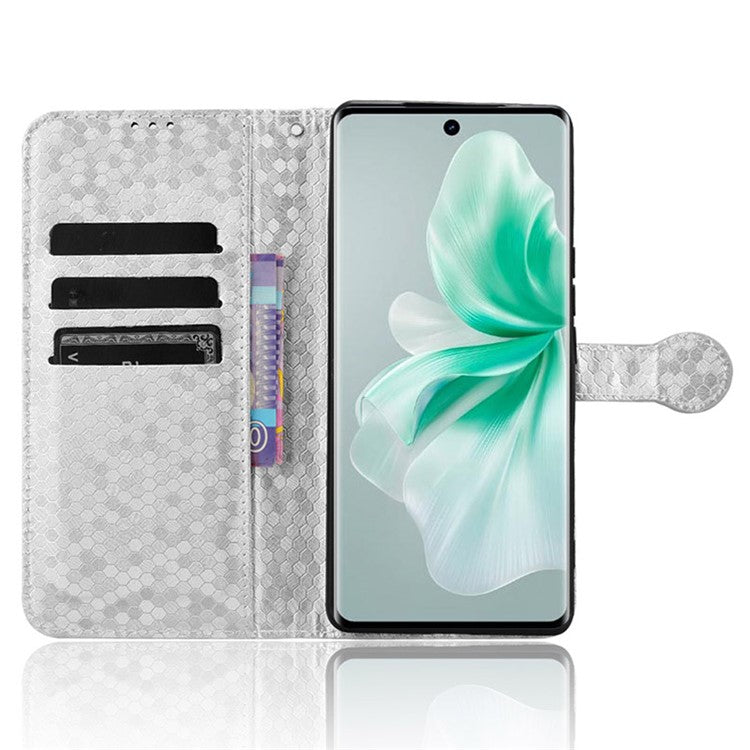 For vivo S18 5G / S18 Pro 5G / V30 5G / V30 Pro 5G Case PU Leather Dots Pattern Wallet Phone Cover - Silver