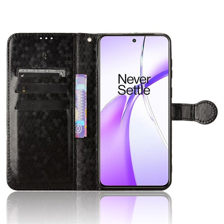 For OnePlus Nord CE4 5G Wallet Case Dots Imprinted Magnetic Phone Cover - Black