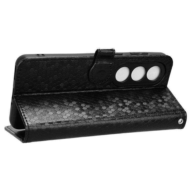 For OnePlus Nord CE4 5G Wallet Case Dots Imprinted Magnetic Phone Cover - Black