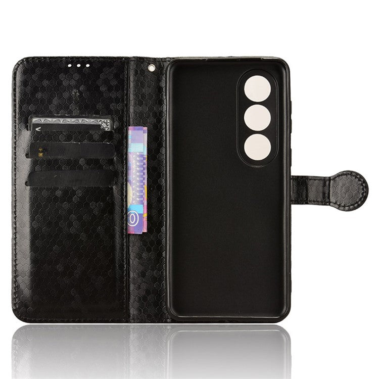 For OnePlus Nord CE4 5G Wallet Case Dots Imprinted Magnetic Phone Cover - Black