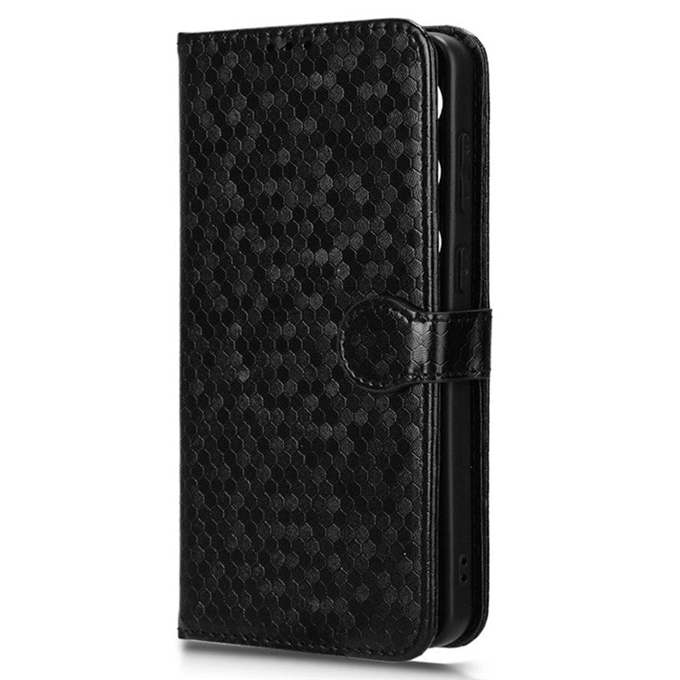 For OnePlus Nord CE4 5G Wallet Case Dots Imprinted Magnetic Phone Cover - Black