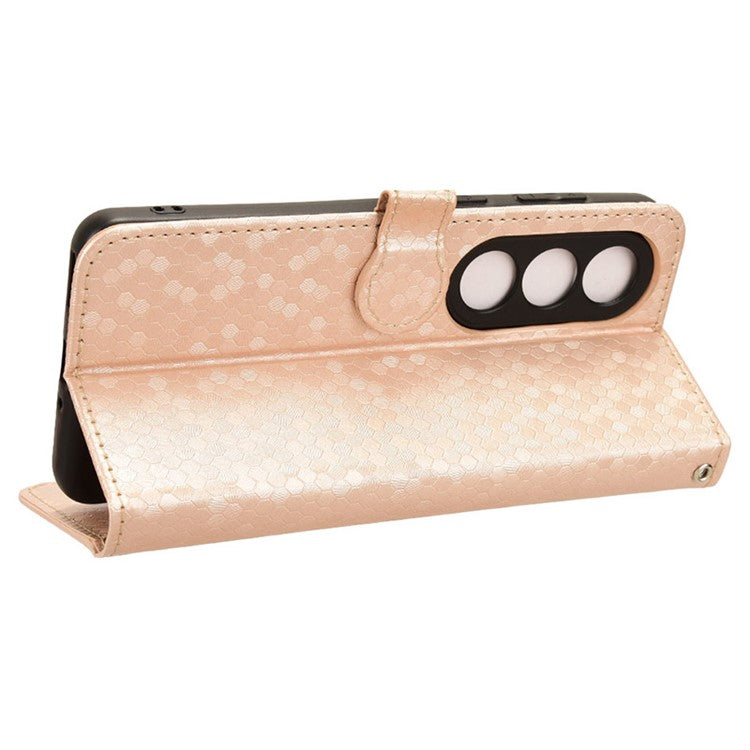 For OnePlus Nord CE4 5G Wallet Case Dots Imprinted Magnetic Phone Cover - Rose Gold