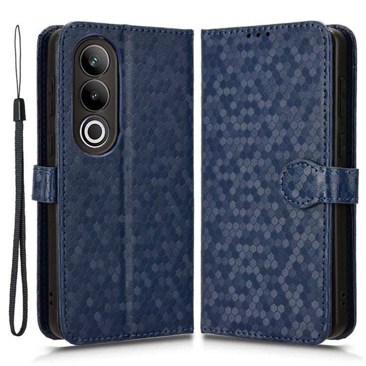 For OnePlus Nord CE4 5G Wallet Case Dots Imprinted Magnetic Phone Cover - Dark Blue