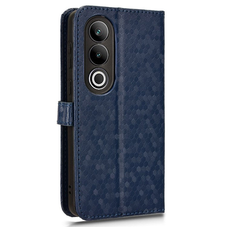 For OnePlus Nord CE4 5G Wallet Case Dots Imprinted Magnetic Phone Cover - Dark Blue