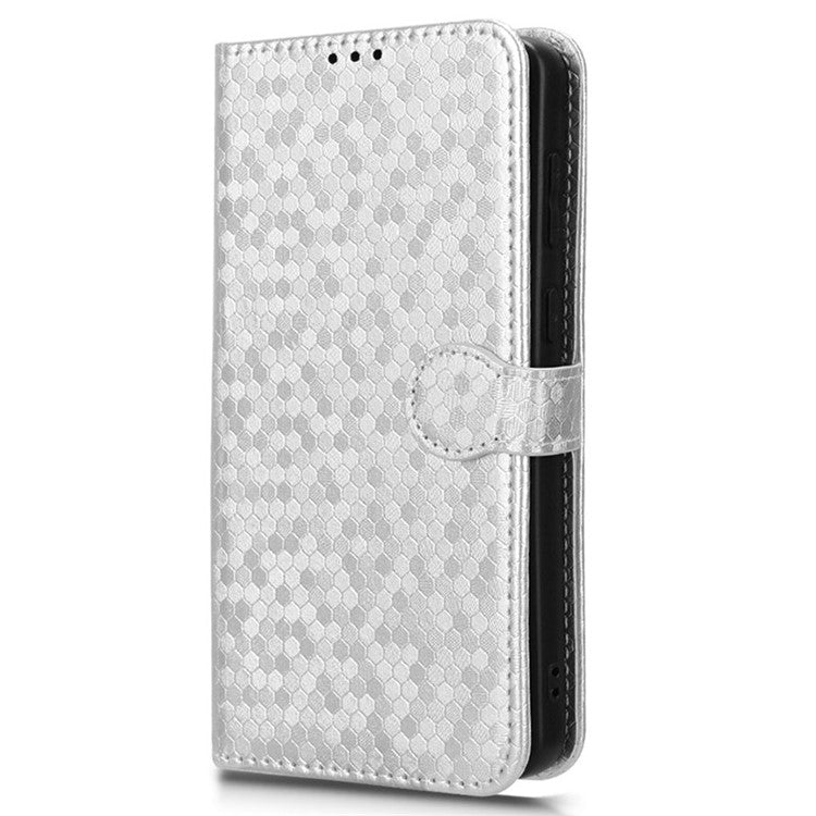 For OnePlus Nord CE4 5G Wallet Case Dots Imprinted Magnetic Phone Cover - Silver