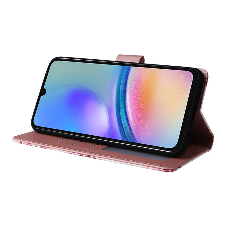 For Samsung Galaxy A05s 4G Case Lacquered Leather Phone Shell Marble Pattern Design - Rose Gold