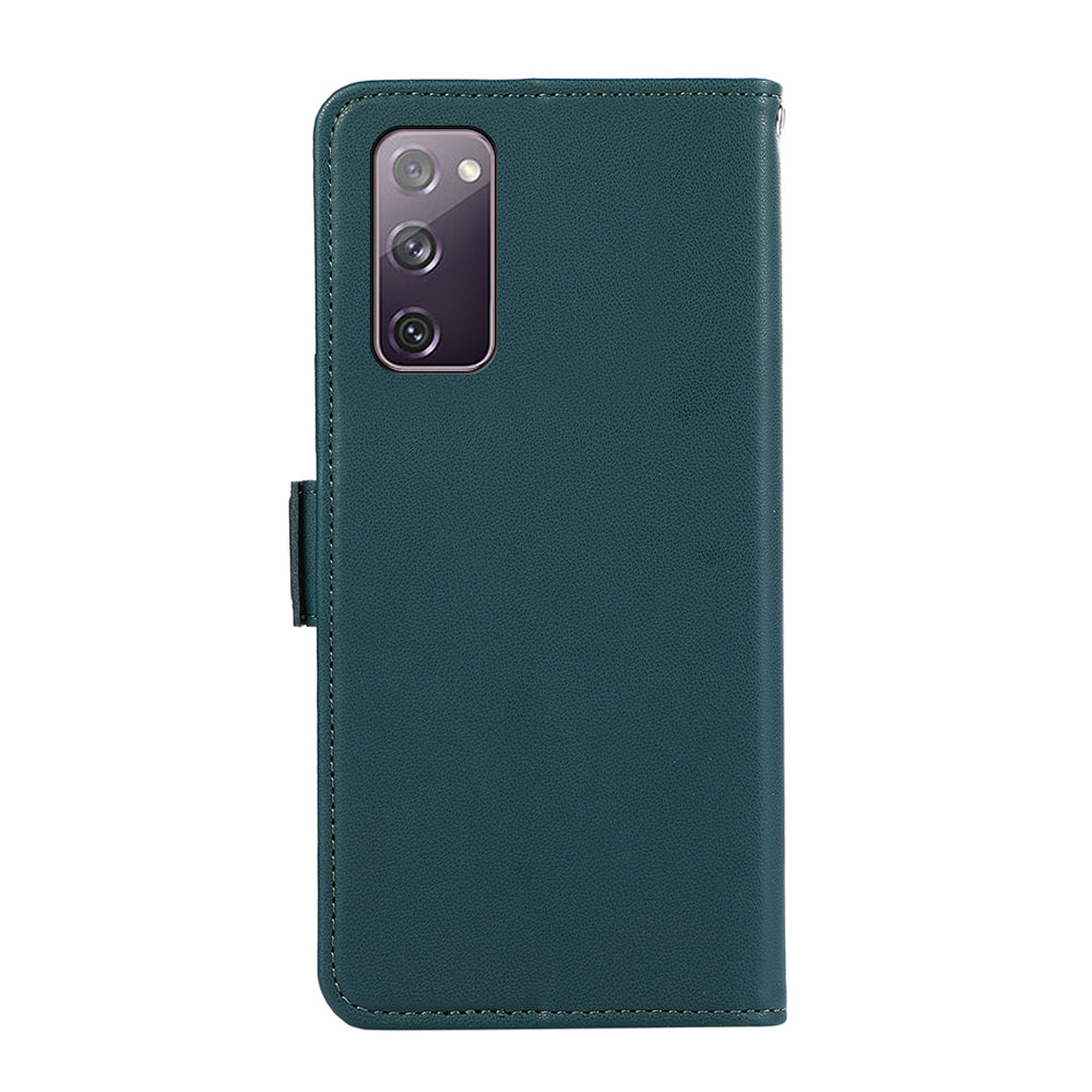 ABEEL For Samsung Galaxy S20 FE / S20 FE 5G / S20 FE 2022 / S20 Lite Case Leather RFID Blocking Wallet Phone Shell - Green